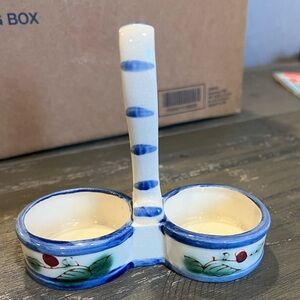 Nasco Handpainted Salt & Pepper or oil & vinegar caddy Made in Japan.  Folk art
